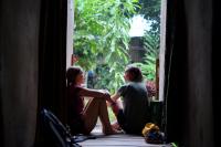 Discussing books in Borneo.