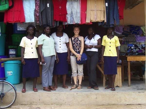 Shanna poses with local woman in Ghana, where she completed a research project in 2005.