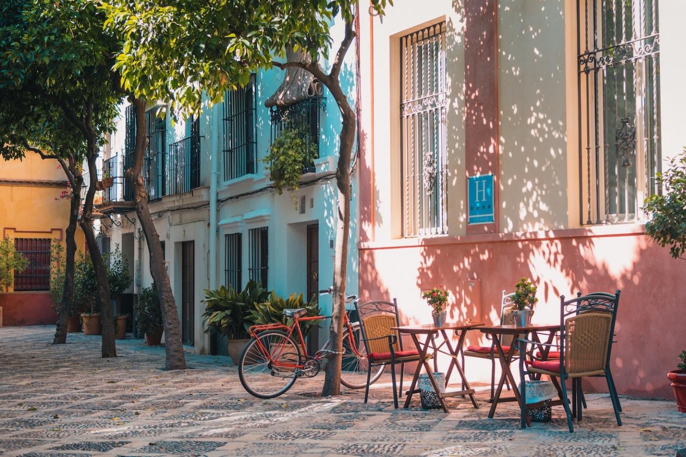 Spain&#039;s outdoor cafés—using bustling with people—are now empty due to COVID-19. 