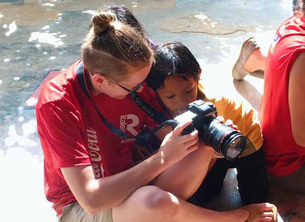 Saoirse volunteering in rural areas in Sabah, Borneo. 