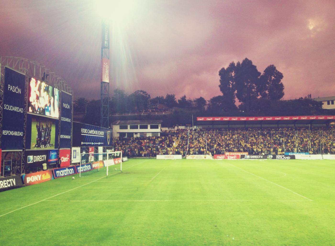 The soccer stadium in Sangolqui, Ecuador